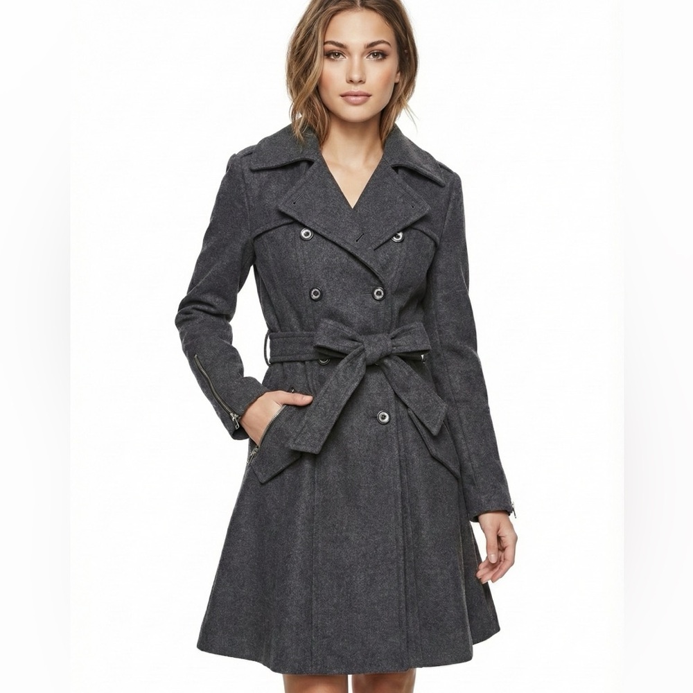 Express Charcoal Double-Breasted Trench Coat